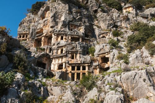 Free Explore the historical rock-cut tombs at Myra in Demre, Antalya, symbolizing Anatolian heritage. Stock Photo