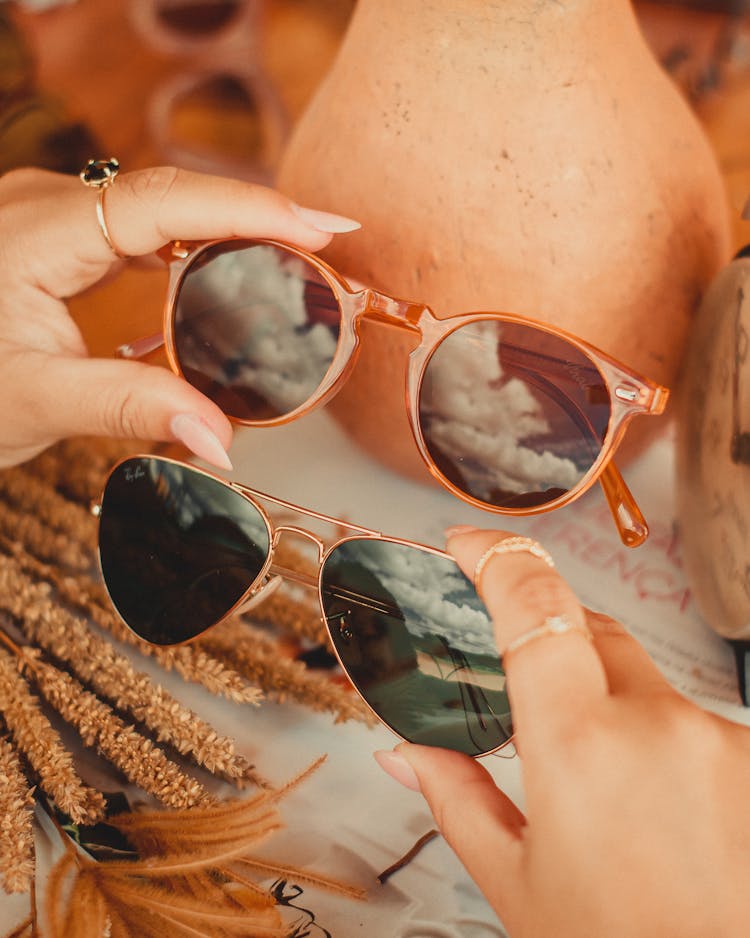 Woman Hands Holding Sunglasses