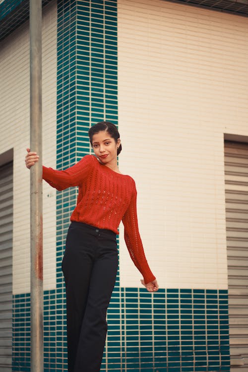 Model in Sweater and Pants