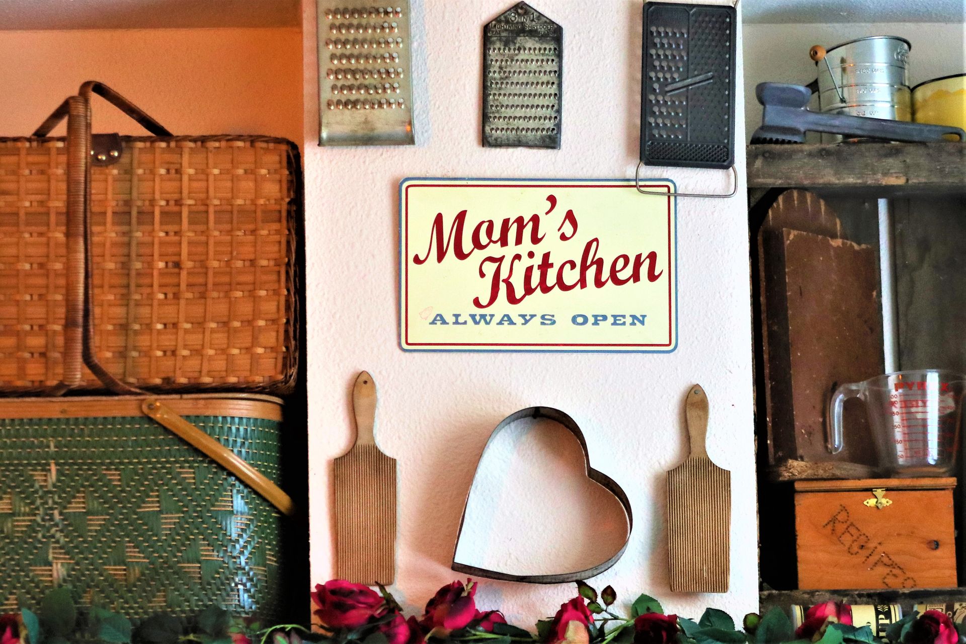 Mom's Kitchen Always Open Signboard