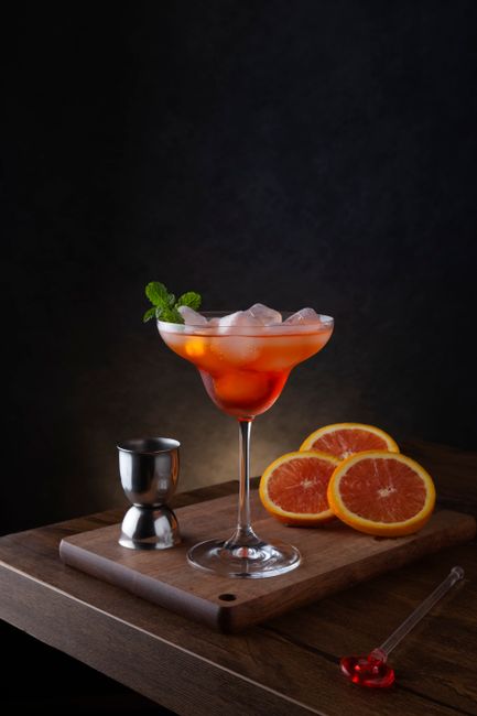 cadillac margarita cocktail with orange liqueur float