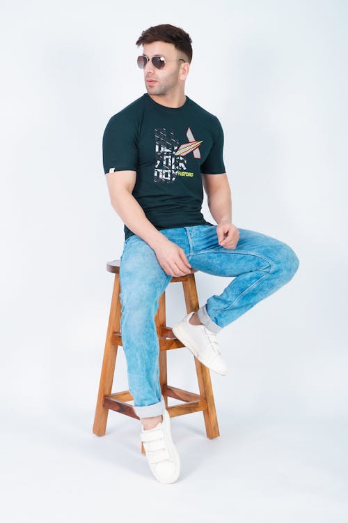 Studio Shot of a Man in a Casual Outfit 