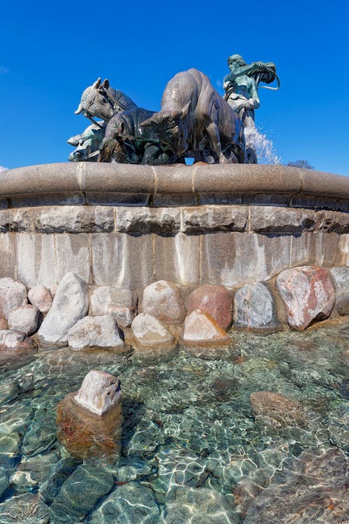 アート, ゲフィオンの泉, コペンハーゲンの無料の写真素材