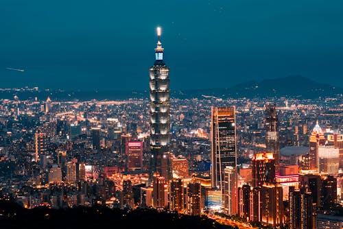 Panoramic View of Taipei at Night, Taiwan 