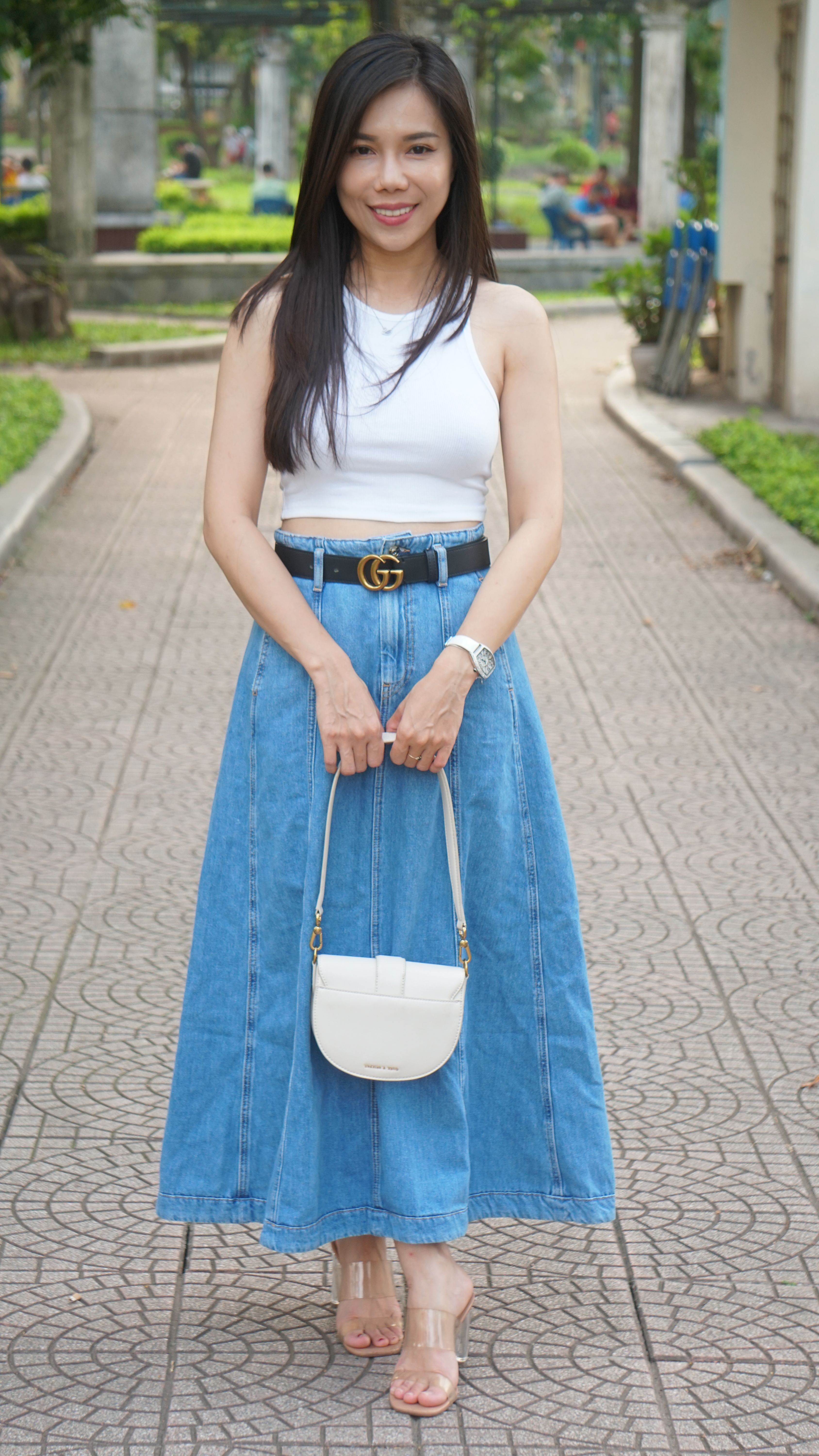 Saia Jeans Longa