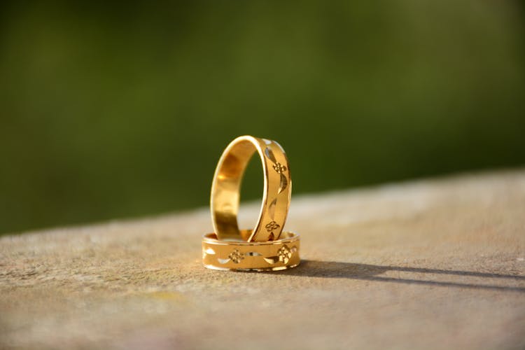 Close-Up Photo Of Golden Rings