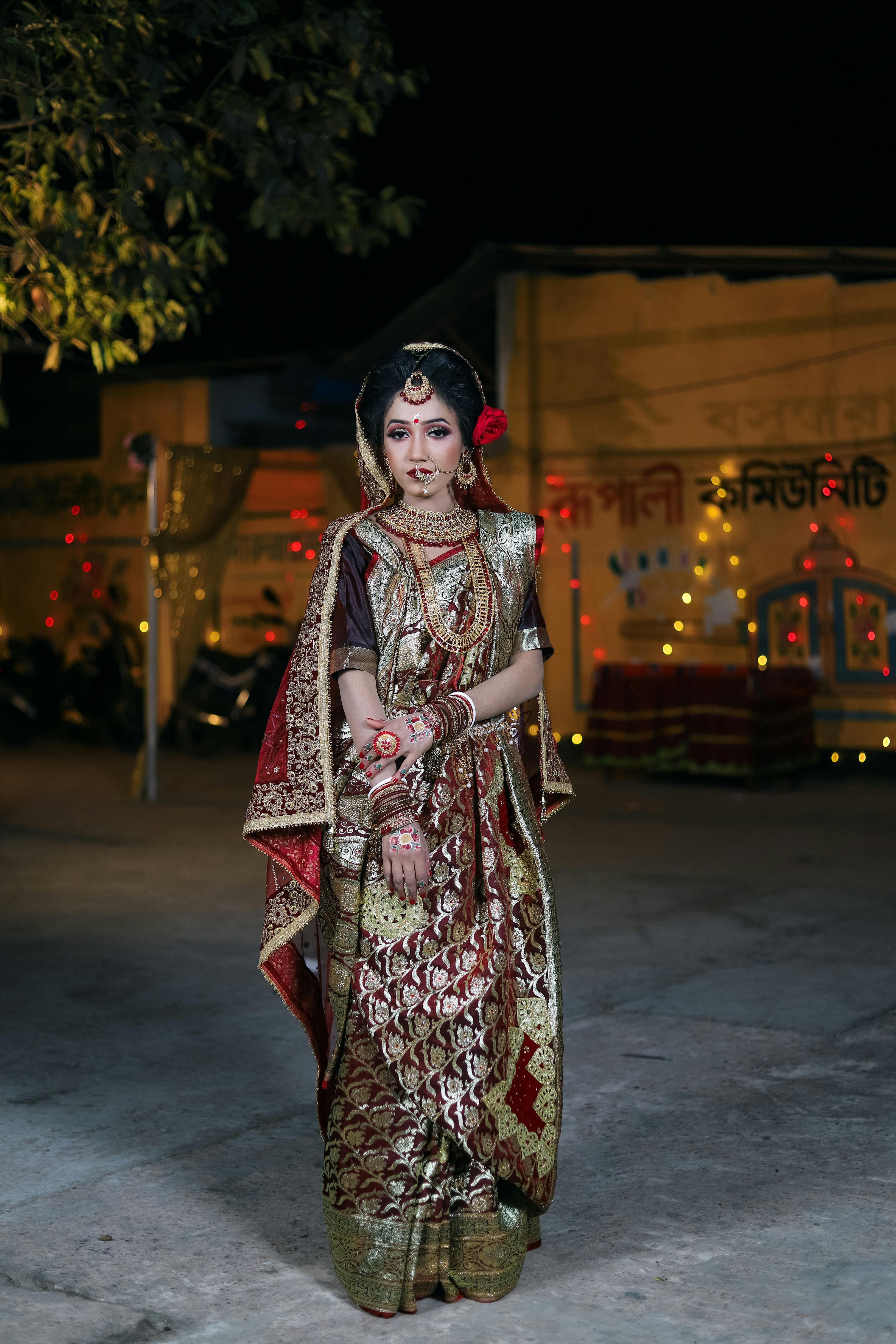 Red and gold indian sales dress