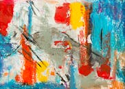 这件动态抽象艺术品色彩生动，笔触富有表现力