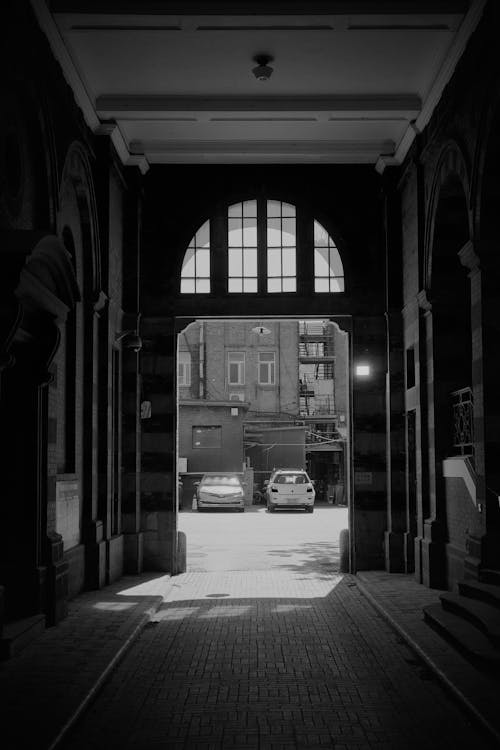 A Tunnel on the Street in Black and White