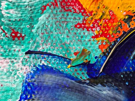 Colorful abstract artwork featuring vibrant paint strokes and textures.