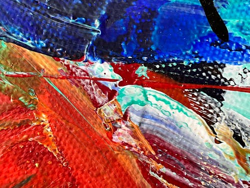 Close-up of an Abstract Painting on Canvas