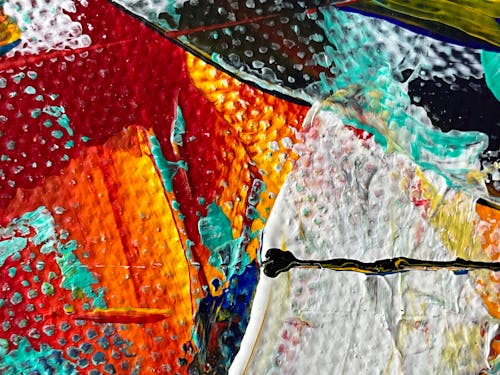 Close-up of a Colorful Abstract on Canvas