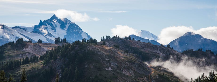 在晴朗的天空下，雪山景色令人惊叹，展现了自然美景