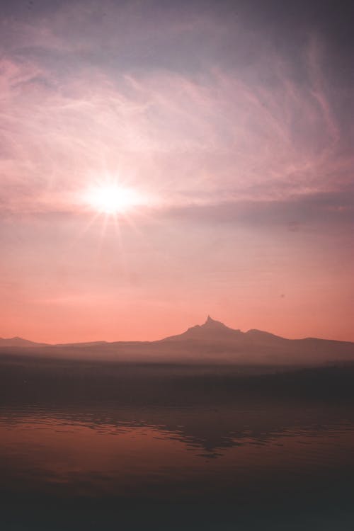 Mountains Under Pink Skies