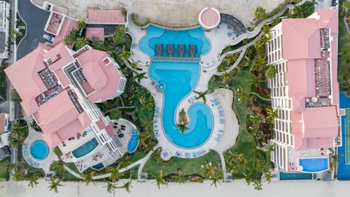 Aerial View of a Recreation Resort with a Swimming Pools