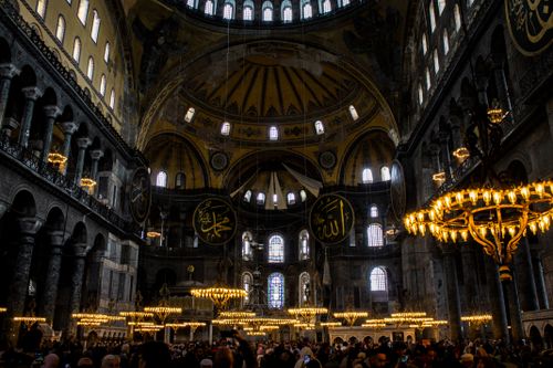 Free Explore the majestic interior of Hagia Sophia in Istanbul, showcasing its iconic architecture and cultural heritage. Stock Photo