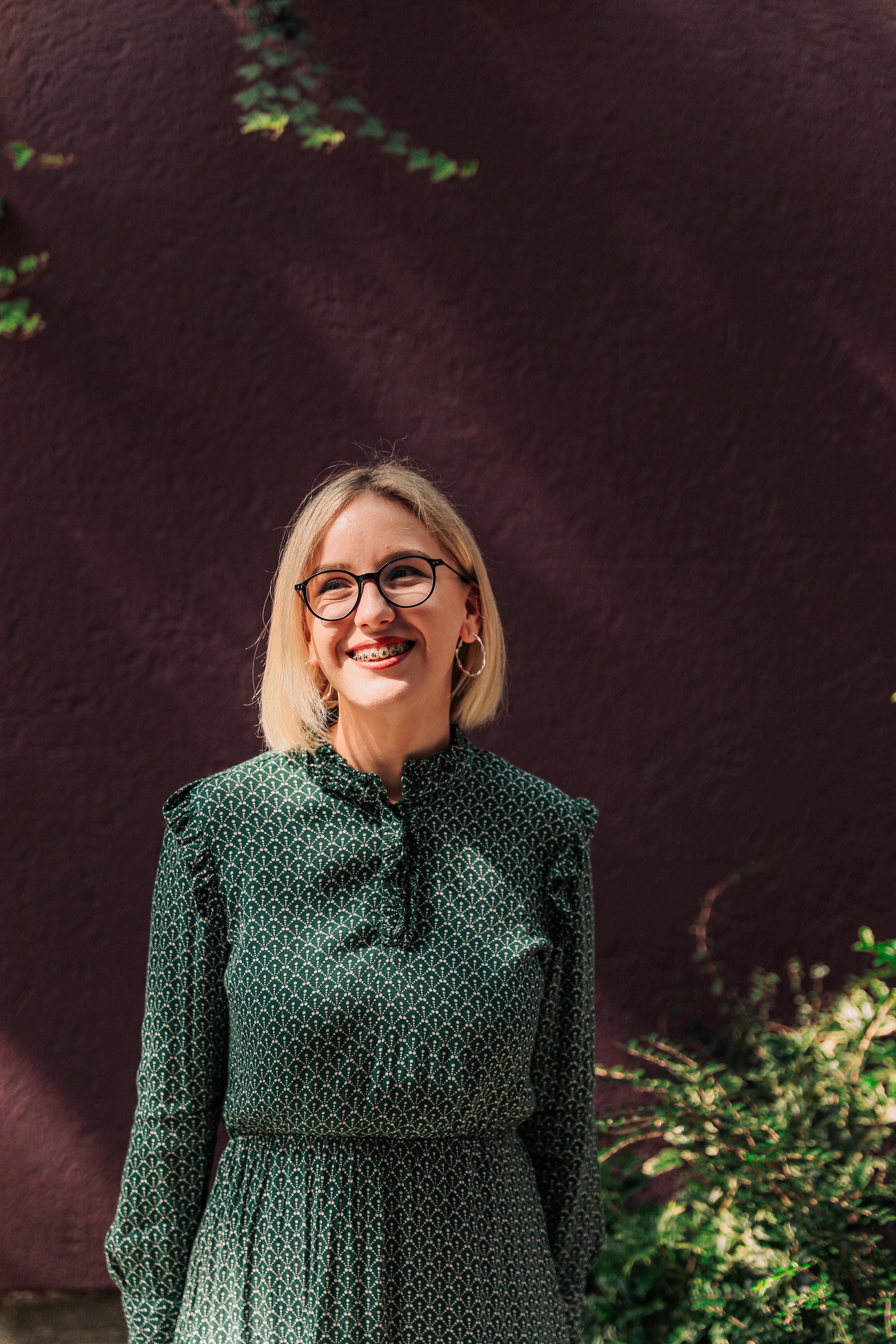 Portrait of a woman enjoying sunny day in Bremen, Germany.