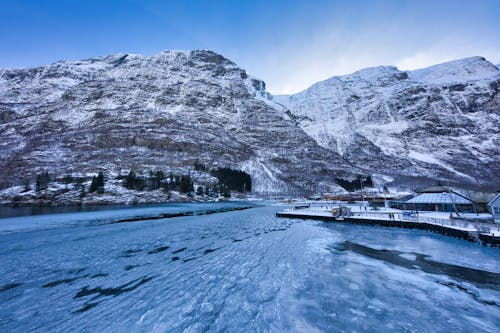 Fjords and a Body of Water in Winter