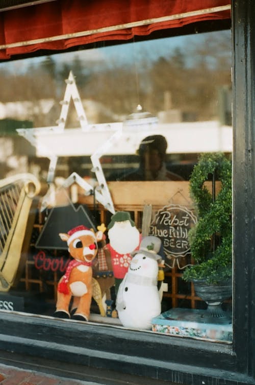 Christmas Decorations in a Window 