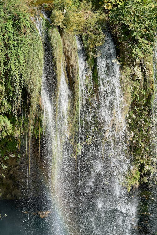 Time-lapse Photography of Flowing Plunge Waterfalls