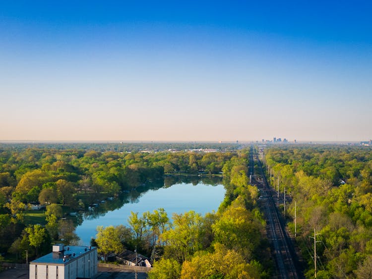 Forest Around Railway And Lake