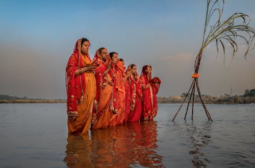 Women Having Ritual in Ganges