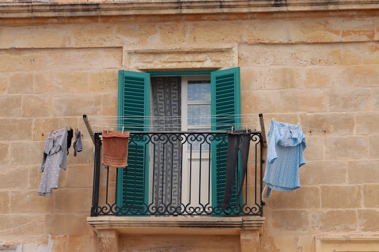 Clothes Drying On Balcony