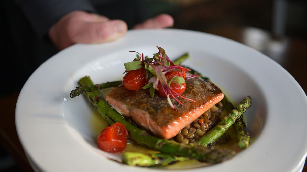 Salmon and lentils