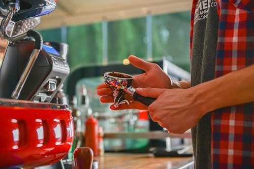 Close-up of a Barista Preparing Coffee