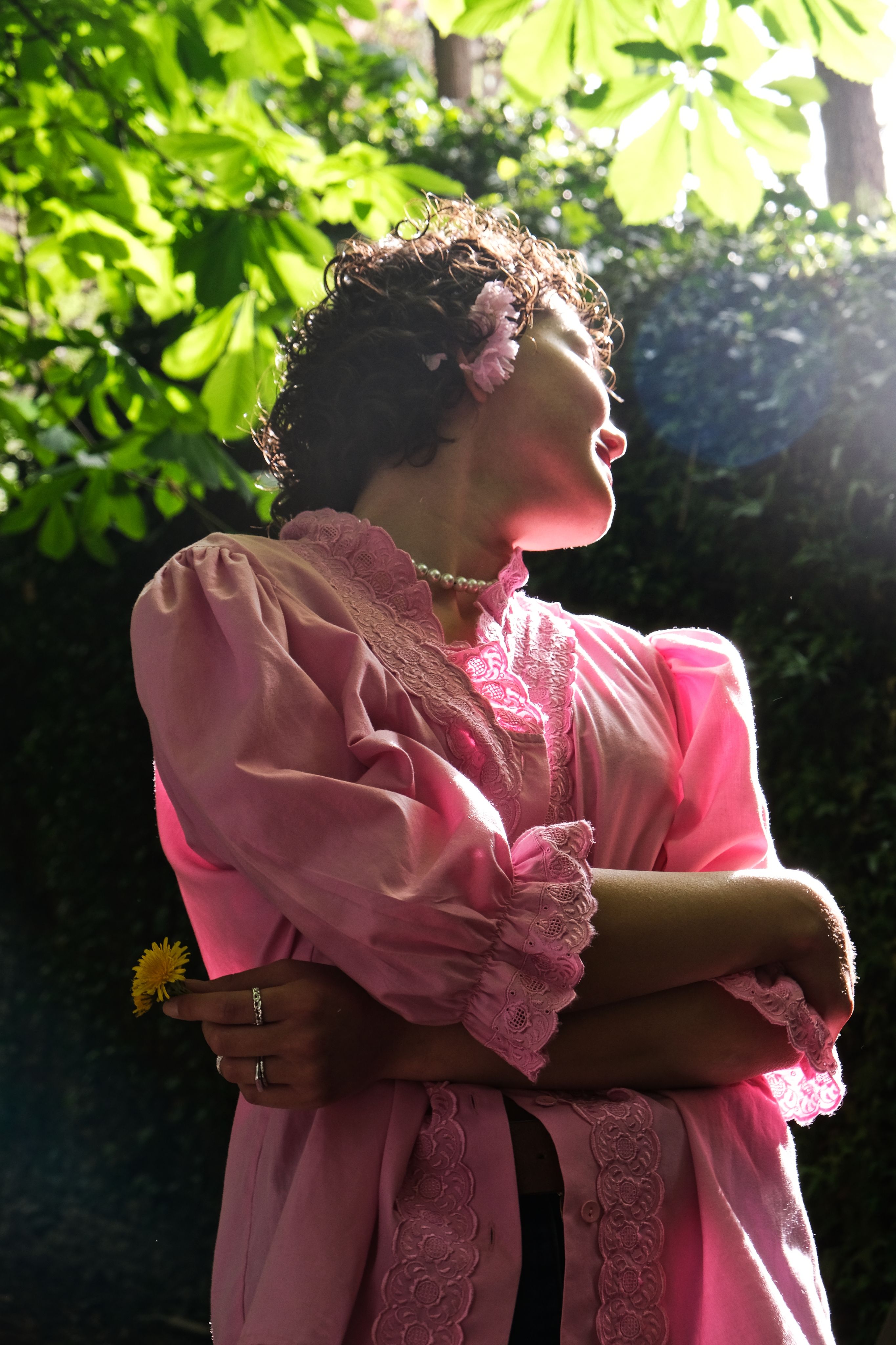 A Portrait of a Woman in Pink Dress in Garden · Free Stock Photo