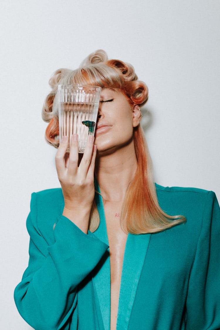 Woman Posing With Glass Of Water