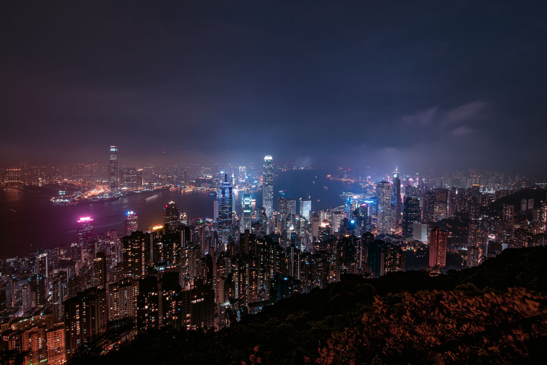 Hong Kong gece manzarası