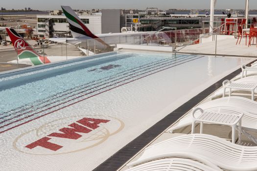 View of a Swimming Pool in the TWA Hotel at New York JFK Airport