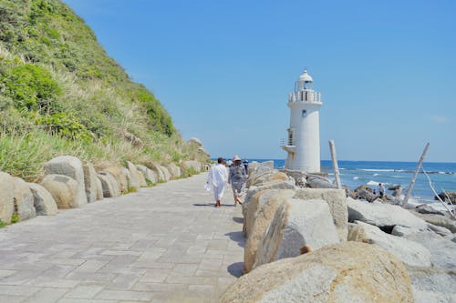 Lighthouse on Promenade on Sea Coast
