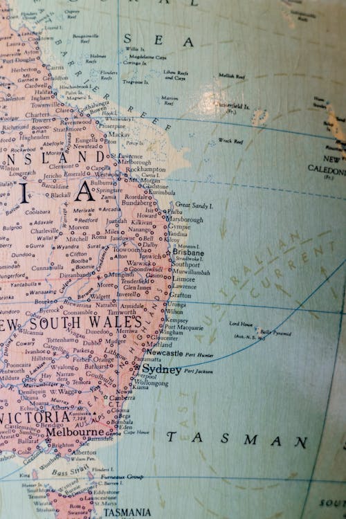 Close-up of a Part of a Globe with a Map of Australia 