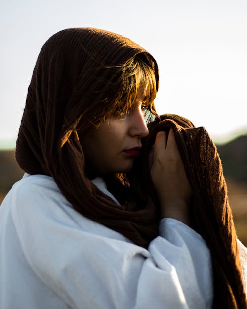 Portrait of Woman in Brown Veil