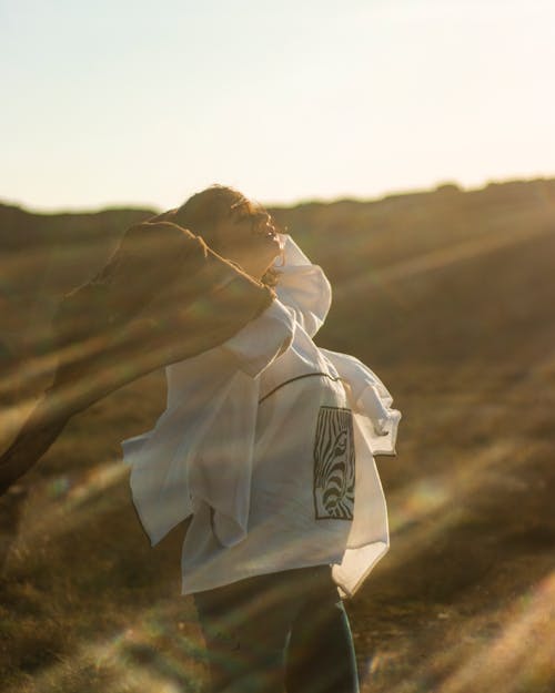 Sunbeams over Woman with Veil