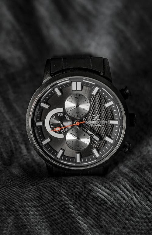 Close-up of a Black Mans Wristwatch 