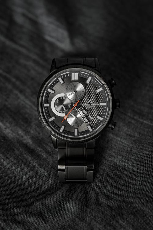 Close-up of a Black Mans Wristwatch 