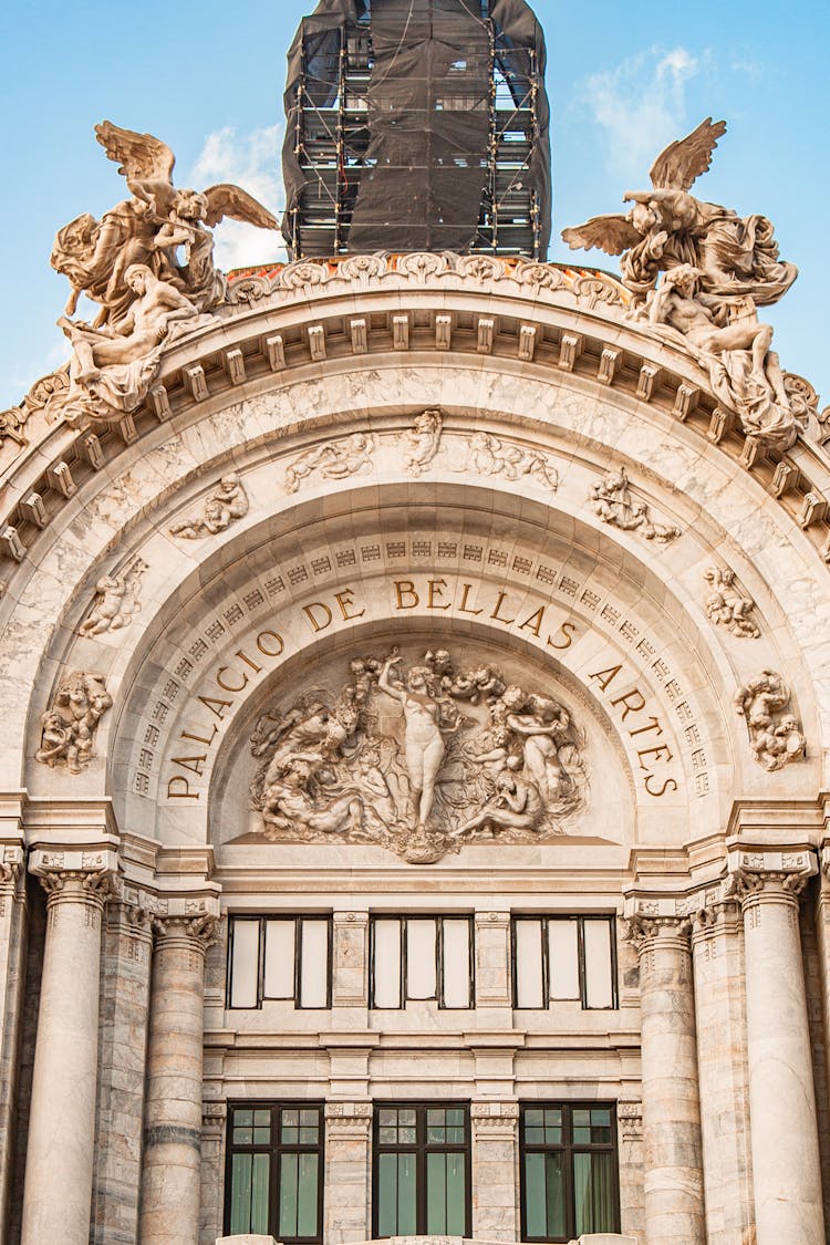 Close-up Of Palacio De Bellas Artes Facade In Mexico City, Mexico