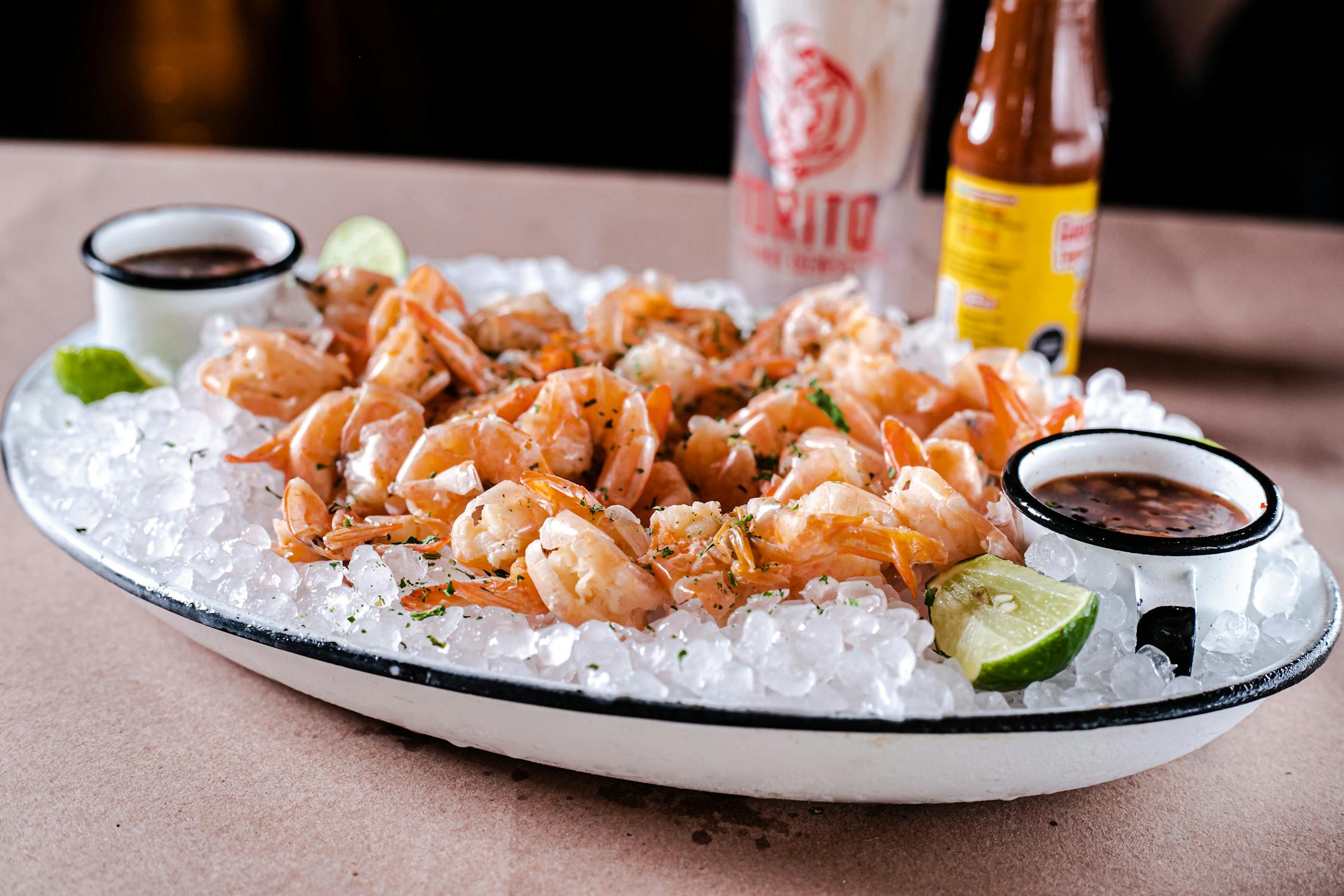Shrimps of a Plate with Ice