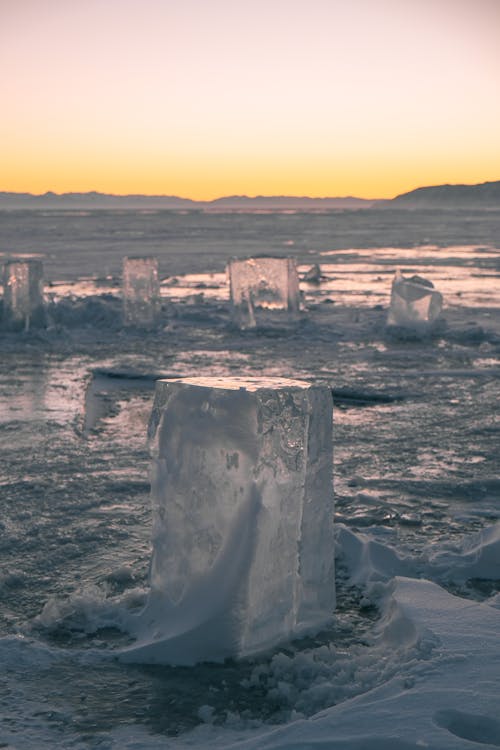 Ice Blocks at Sunset