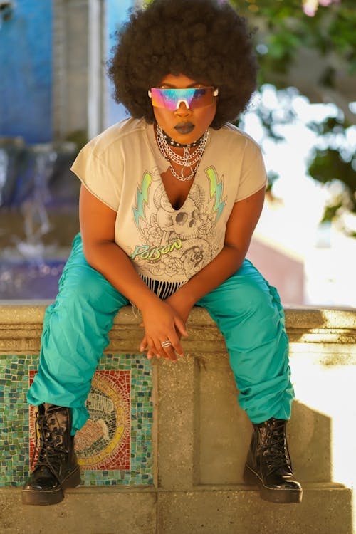 Model with Afro Hairstyle in Sunglasses