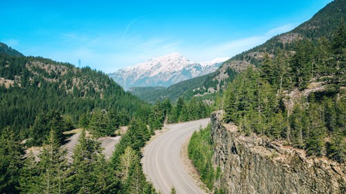 Aerial View of a Road in North Cascade Mountains, Washington, USA