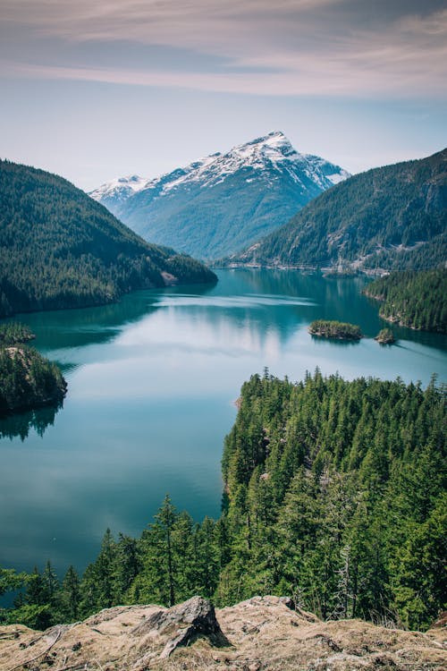 View of Diablo Lake Reservoir in the North Cascade Mountains, Washington, USA