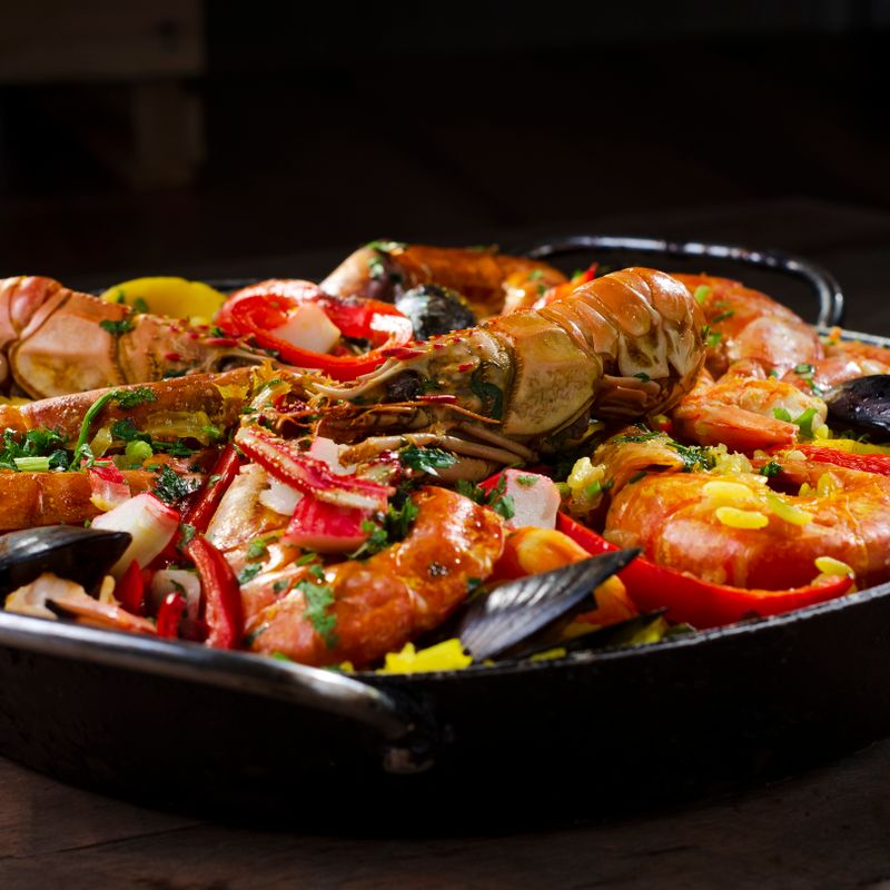 Spanish Saffron Shrimp and Pearl Couscous with Roasted Piquillo Peppers
