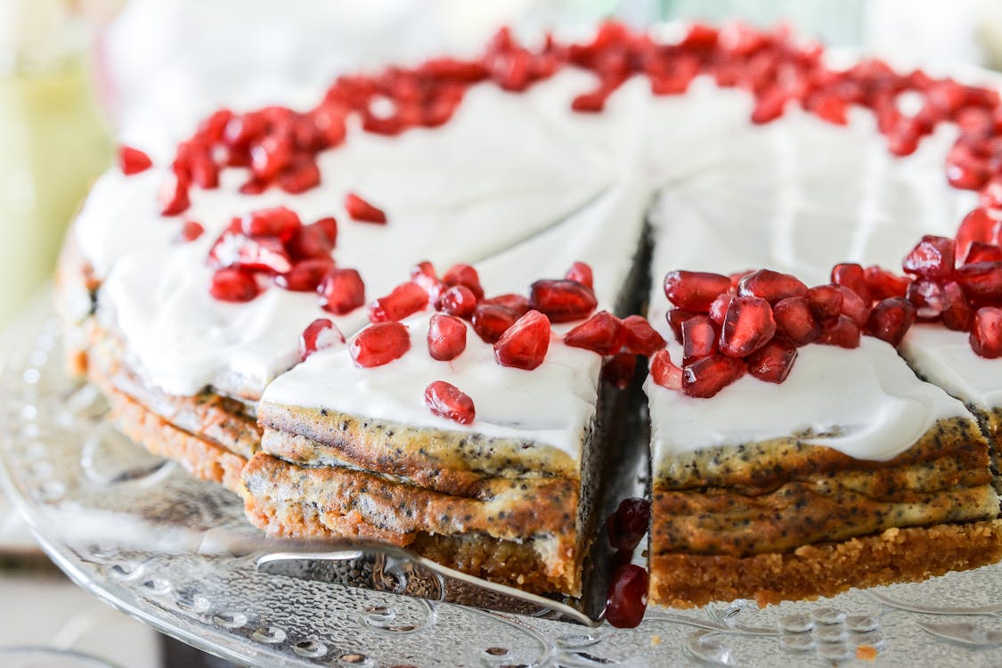 White Icing Pie With Red Berries