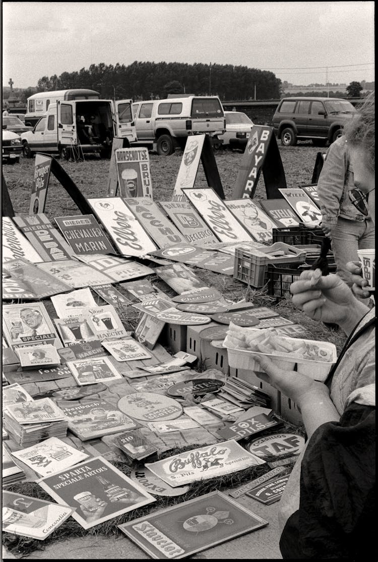 Exhibition Of A Stall With Old Coasters, Plaques And Leaflets Advertising Beers