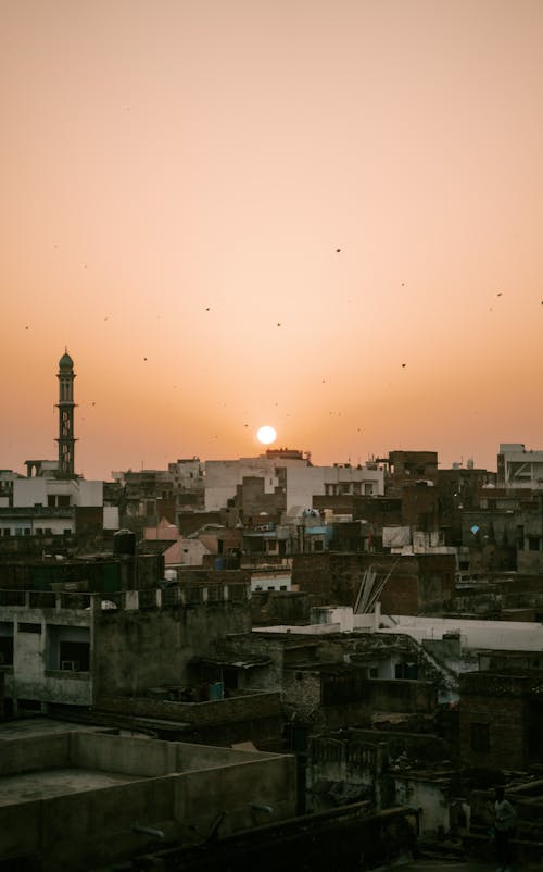 Sunset in Sky over Varanasi City in India