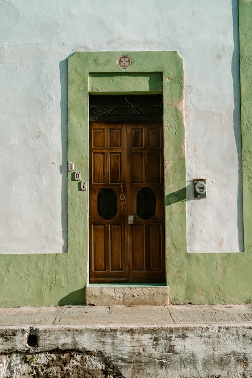 Wooden Entrance Door of a Townhouse